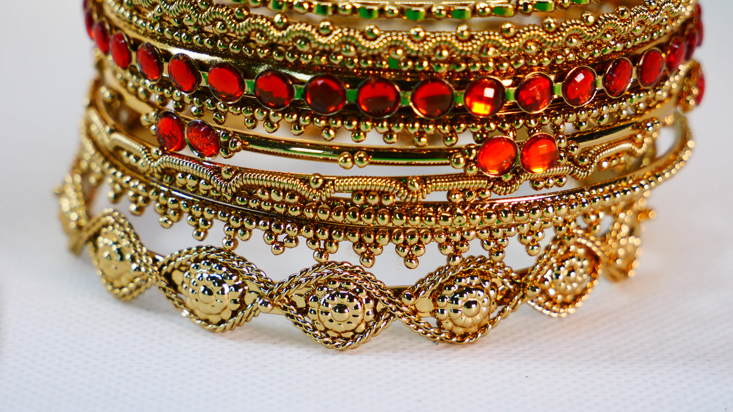 Gold & Topez Stackable Bangles 8 Pcs