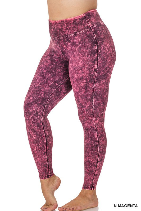 MINERAL WASHED WIDE WAISTBAND YOGA LEGGINGS