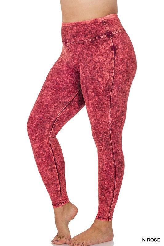 MINERAL WASHED WIDE WAISTBAND YOGA LEGGINGS