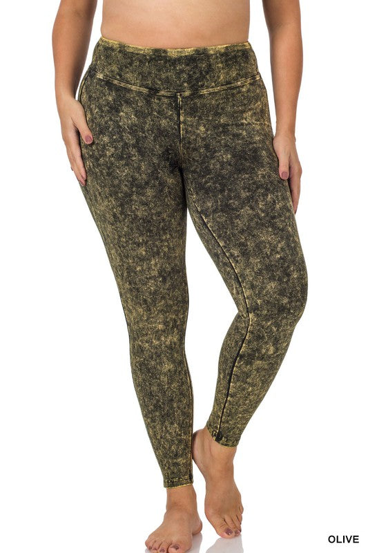 MINERAL WASHED WIDE WAISTBAND YOGA LEGGINGS