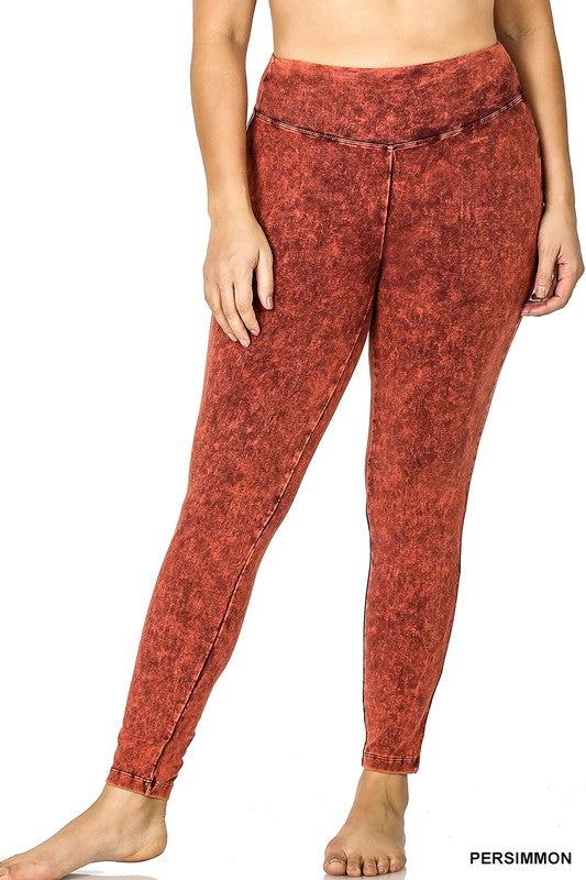 MINERAL WASHED WIDE WAISTBAND YOGA LEGGINGS