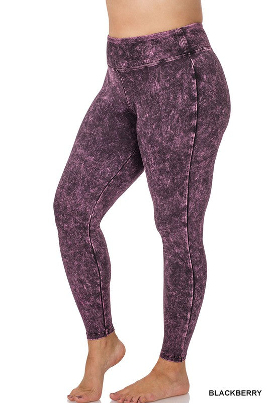 MINERAL WASHED WIDE WAISTBAND YOGA LEGGINGS