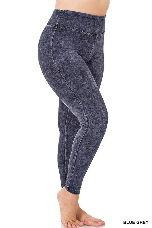 MINERAL WASHED WIDE WAISTBAND YOGA LEGGINGS