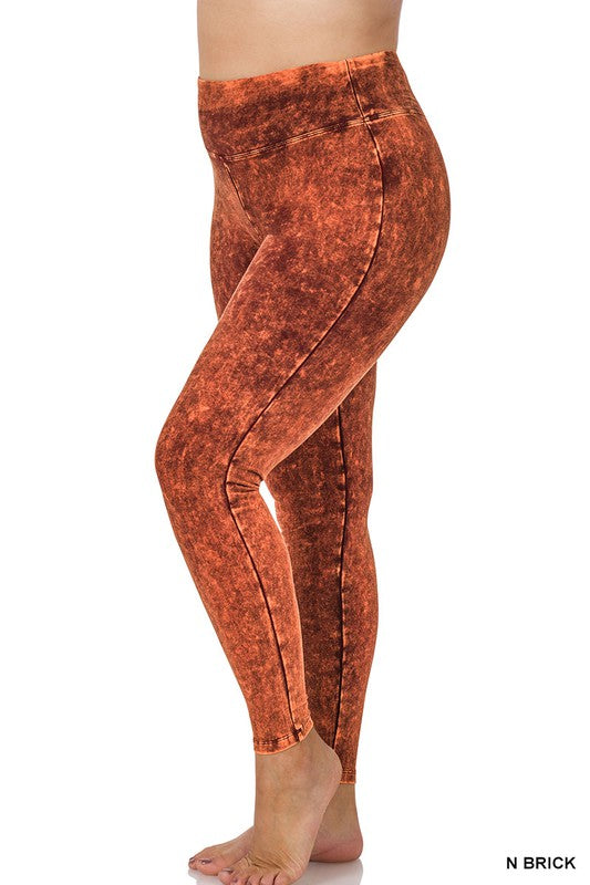 MINERAL WASHED WIDE WAISTBAND YOGA LEGGINGS