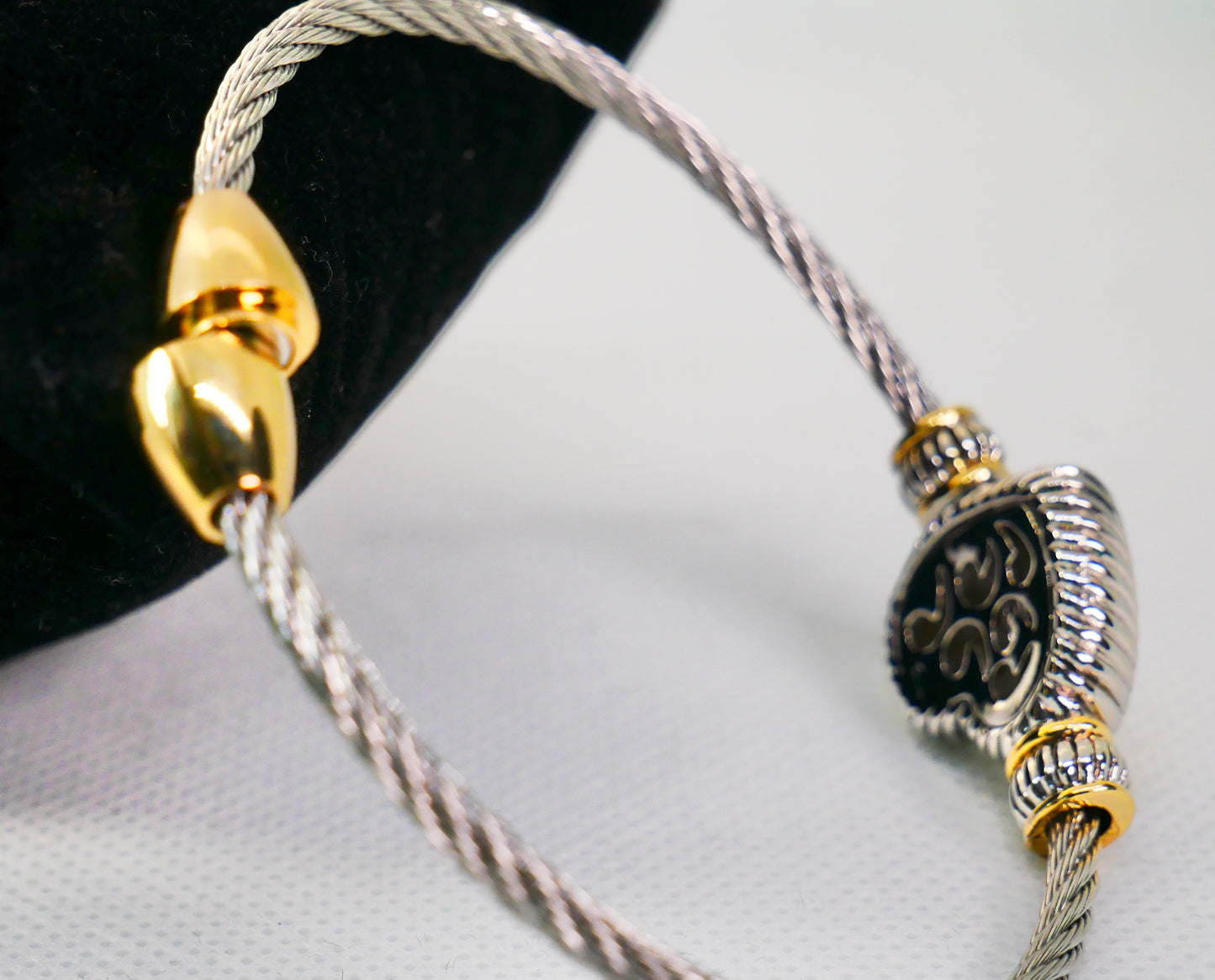 Two Tone Heart Classic Cable Bracelet