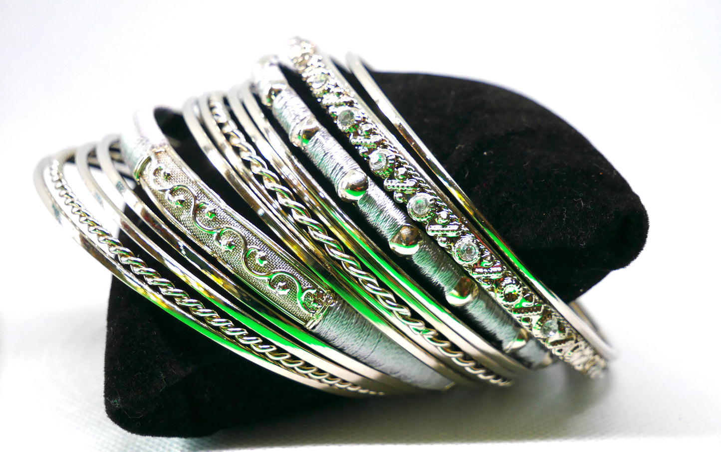 Silver & Grey Indian Bangles 16 PCS