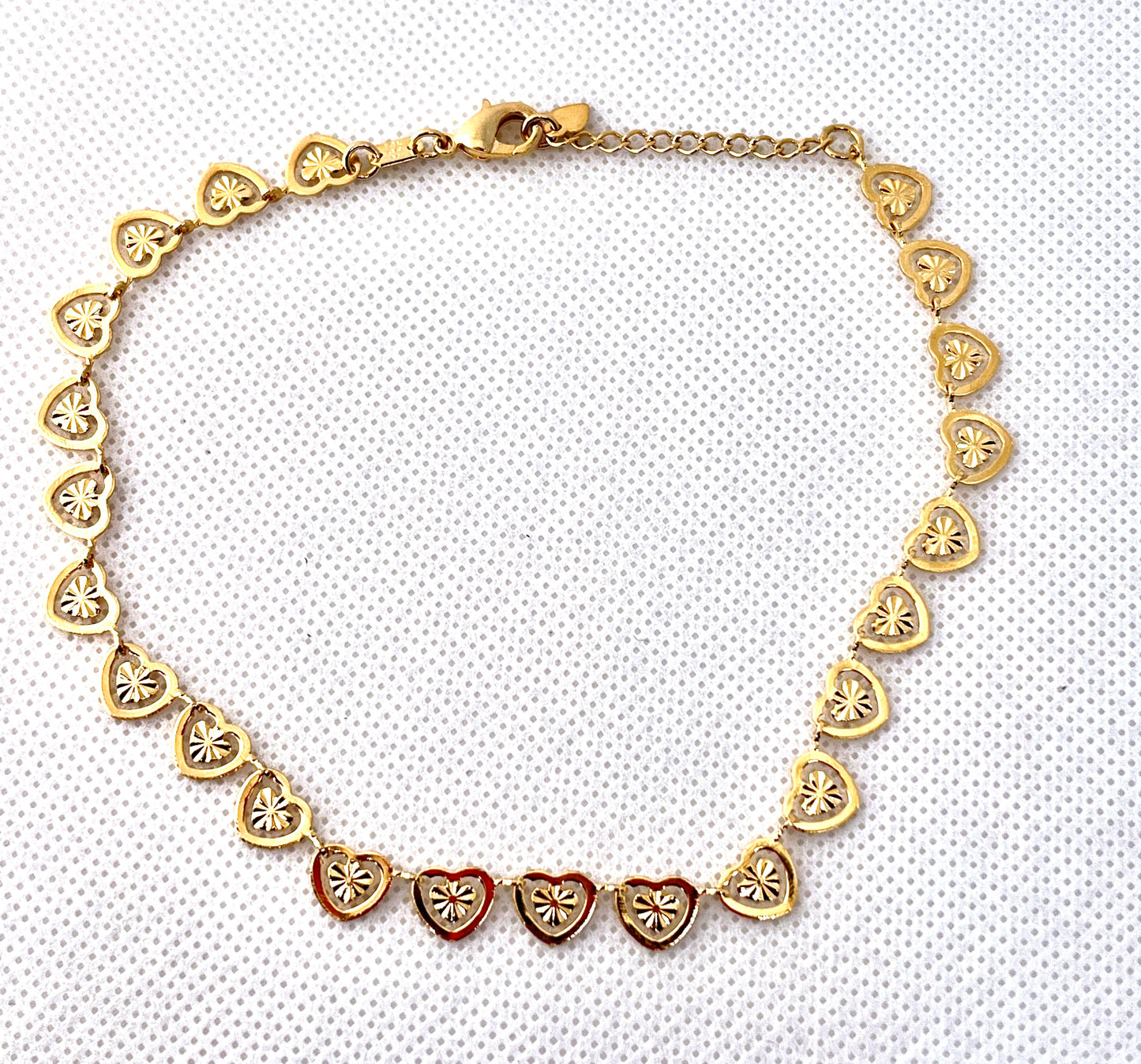 Gold Filled Anklet Heart Design Polished Finish Golden Tone