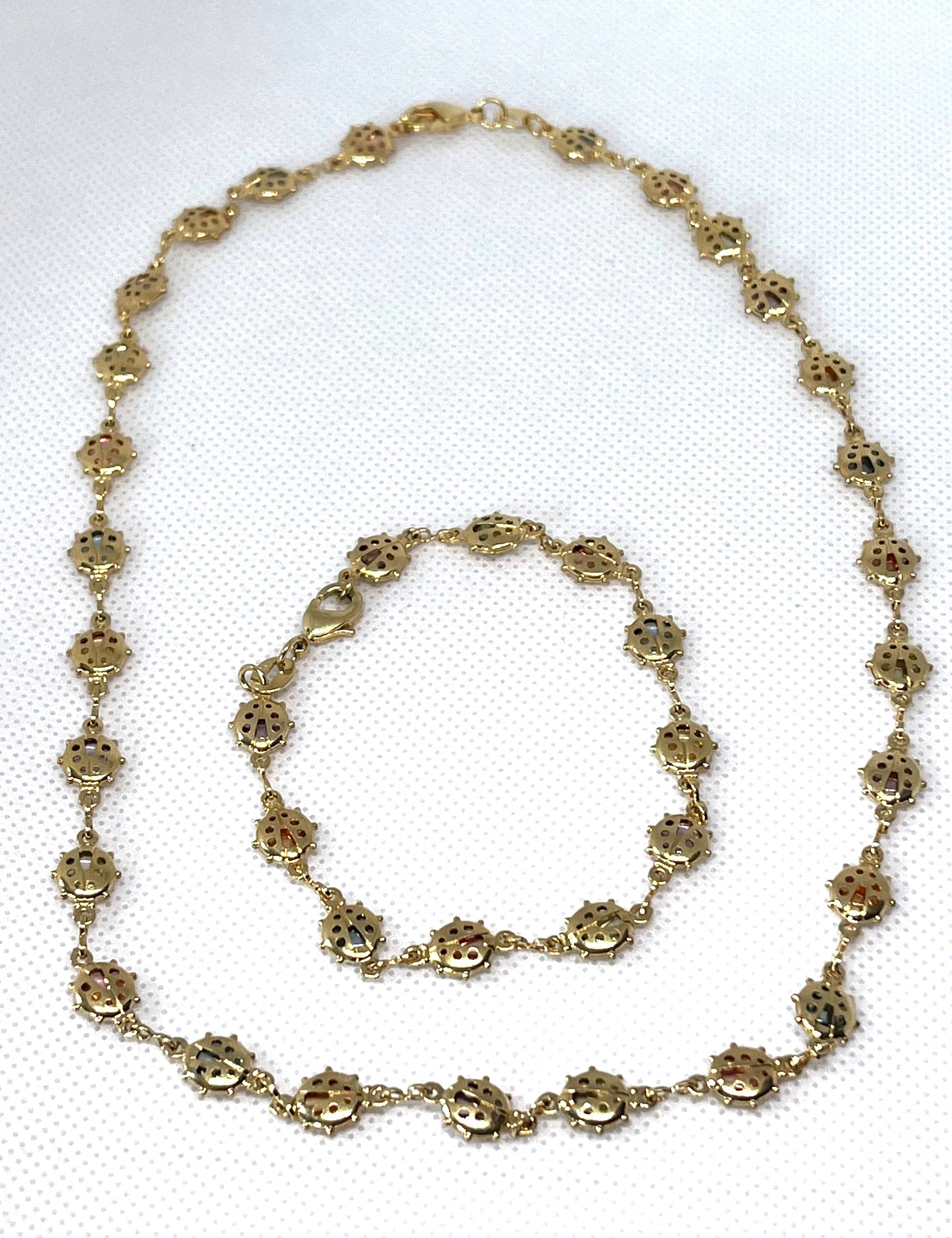 Gold FilledLady Bug Chain & Bracelet Set