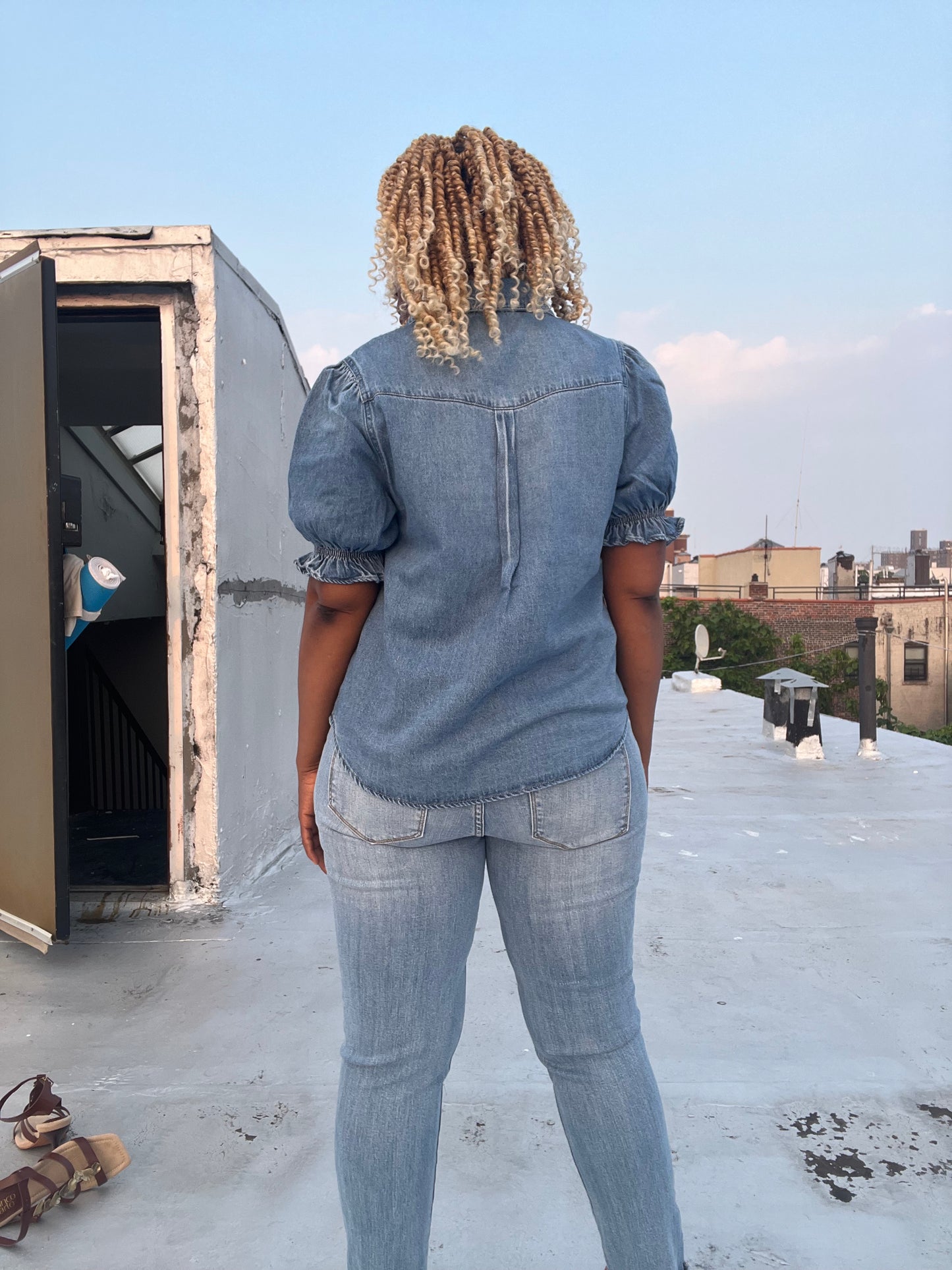 Puff Sleeve Denim Shirt