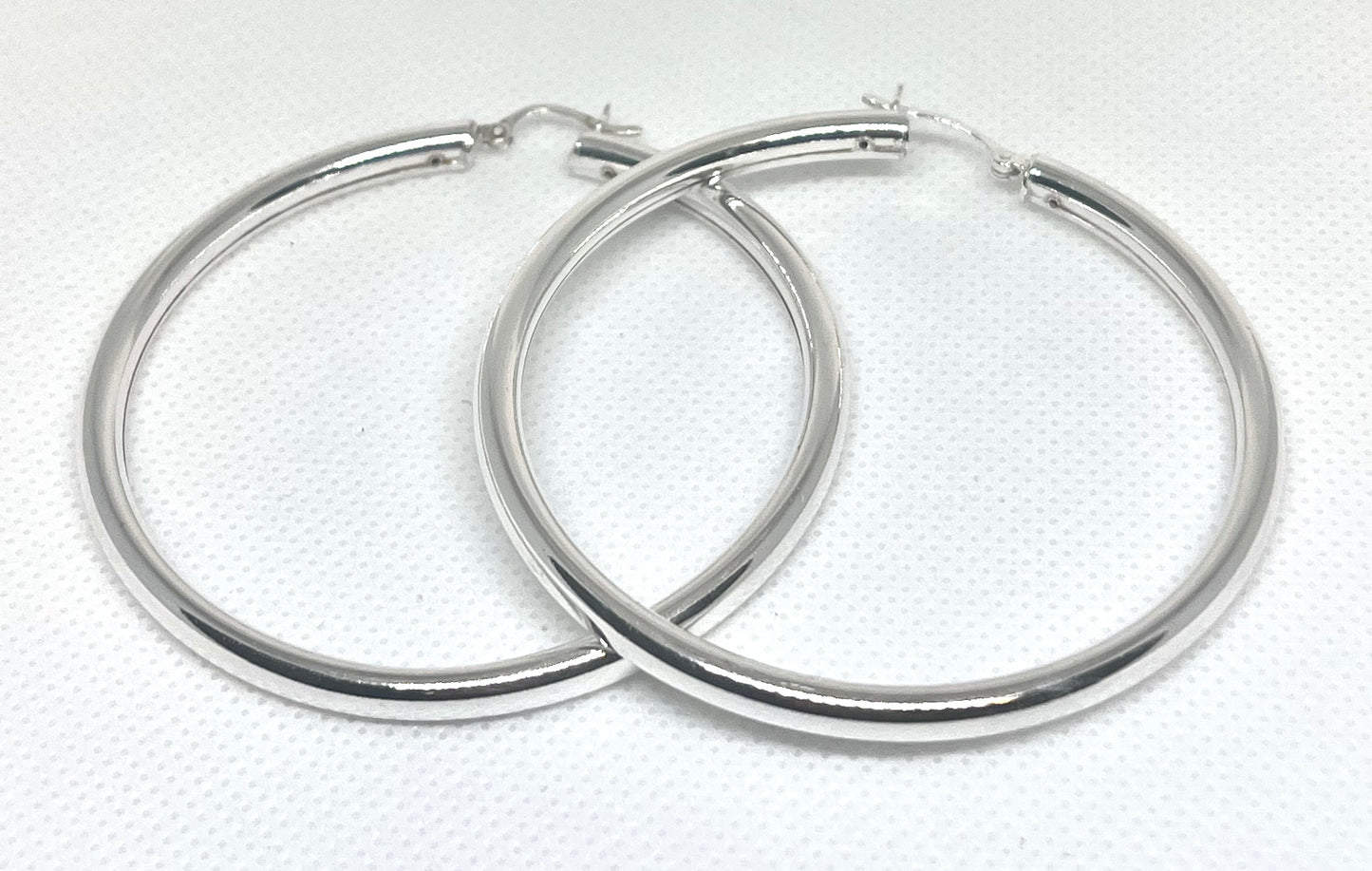 925 Sterling Silver Plain Hoop Earrings - 60mm