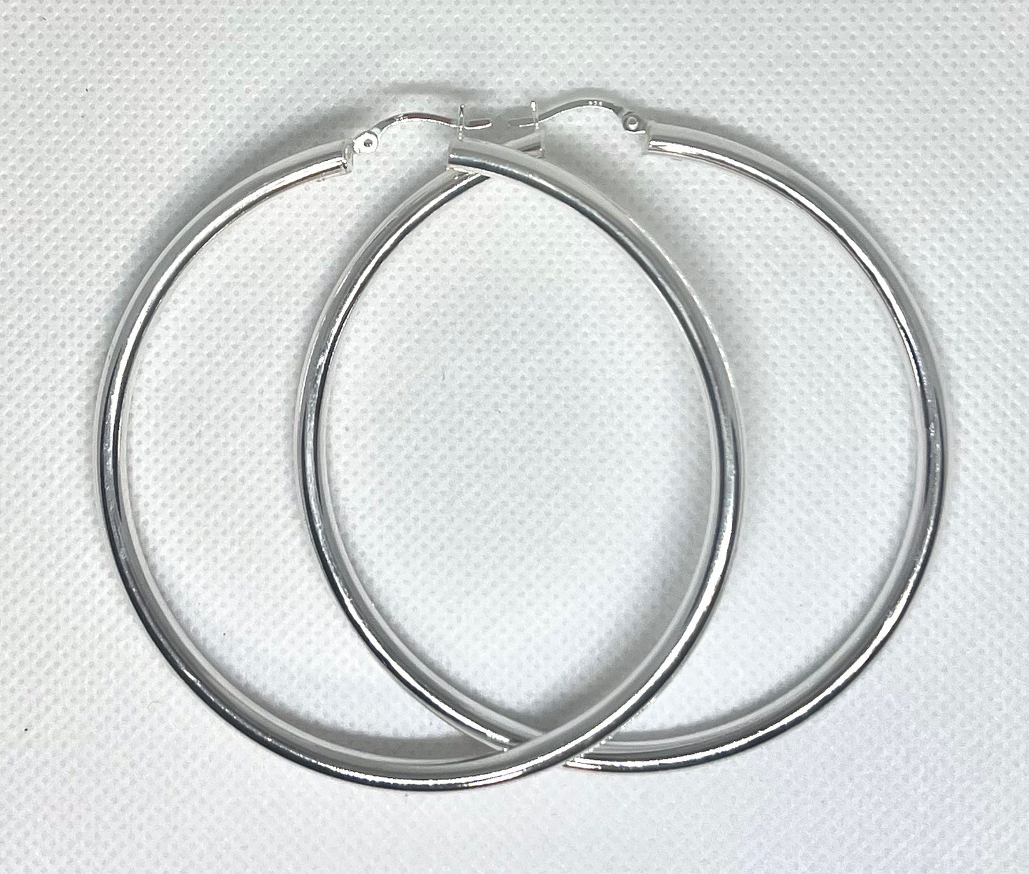 925 Sterling Silver Plain Hoop Earrings 70mm