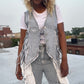 Stripe Denim Oversized Vest with Criss Cross side ties