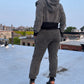 Charcoal Grey Distressed Was French Terry Hooded Sweatshirt with Joggers