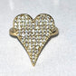 Gold Filled Multi Stone Ring Heart Design with White Micro Pave Polished Golden Tone