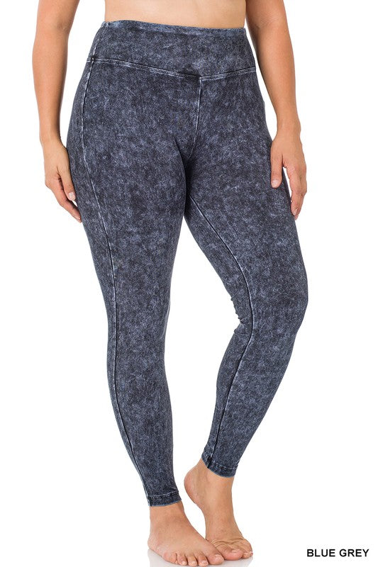 MINERAL WASHED WIDE WAISTBAND YOGA LEGGINGS