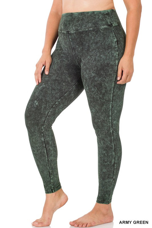 MINERAL WASHED WIDE WAISTBAND YOGA LEGGINGS