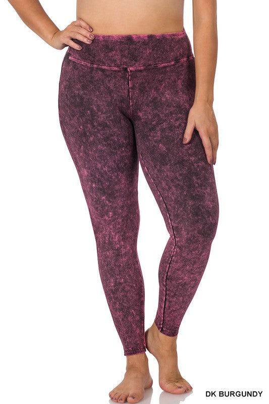 MINERAL WASHED WIDE WAISTBAND YOGA LEGGINGS