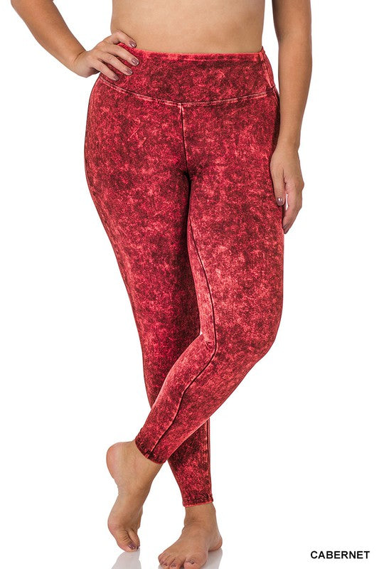 MINERAL WASHED WIDE WAISTBAND YOGA LEGGINGS