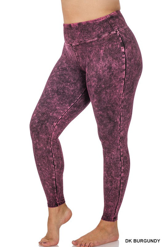 MINERAL WASHED WIDE WAISTBAND YOGA LEGGINGS