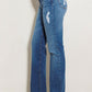 HIGH RISE SUBTLE DISTRESSED STRAIGHT JEANS