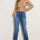 HIGH RISE SUBTLE DISTRESSED STRAIGHT JEANS