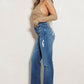 HIGH RISE SUBTLE DISTRESSED STRAIGHT JEANS