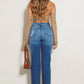 HIGH RISE SUBTLE DISTRESSED STRAIGHT JEANS