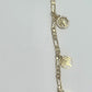 Gold Filled Charm Anklet Tree Design with White Micro Pave Polished Golden Tone