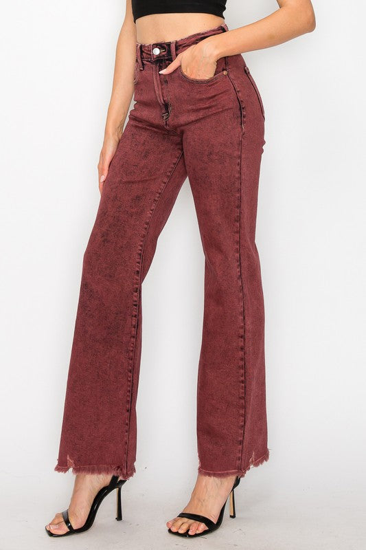 HIGH RISE FLARED LEG JEANS