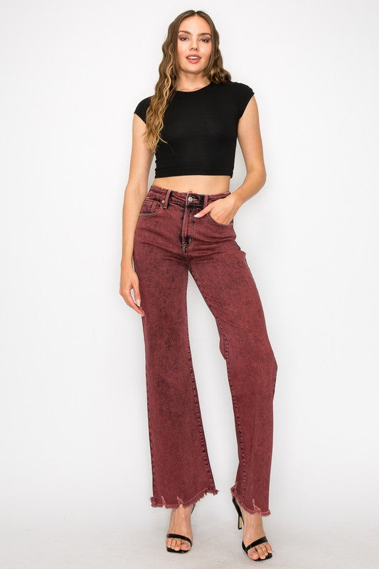 HIGH RISE FLARED LEG JEANS