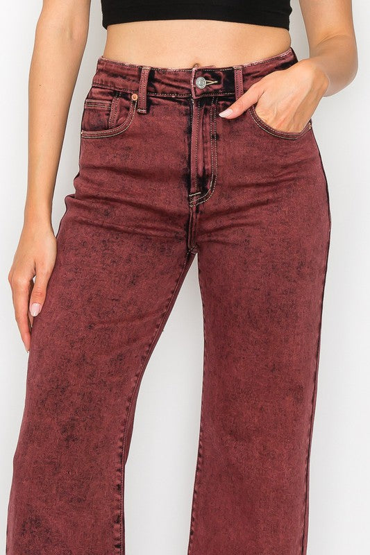 HIGH RISE FLARED LEG JEANS