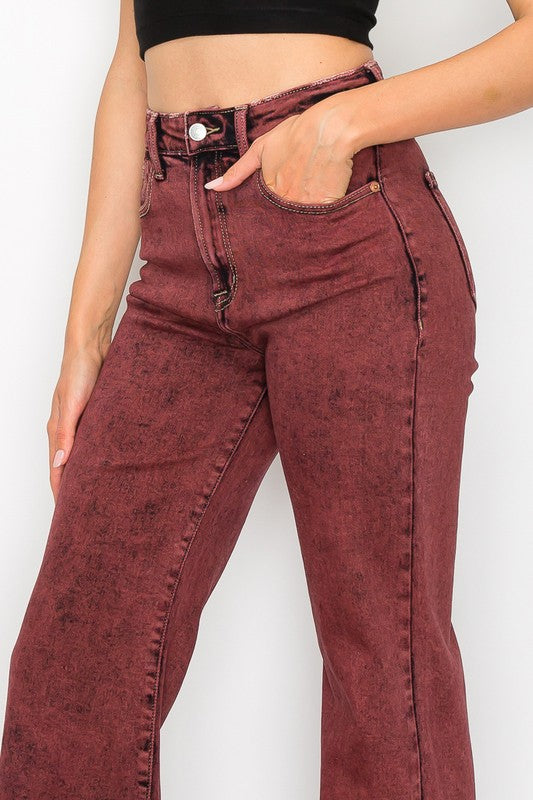 HIGH RISE FLARED LEG JEANS