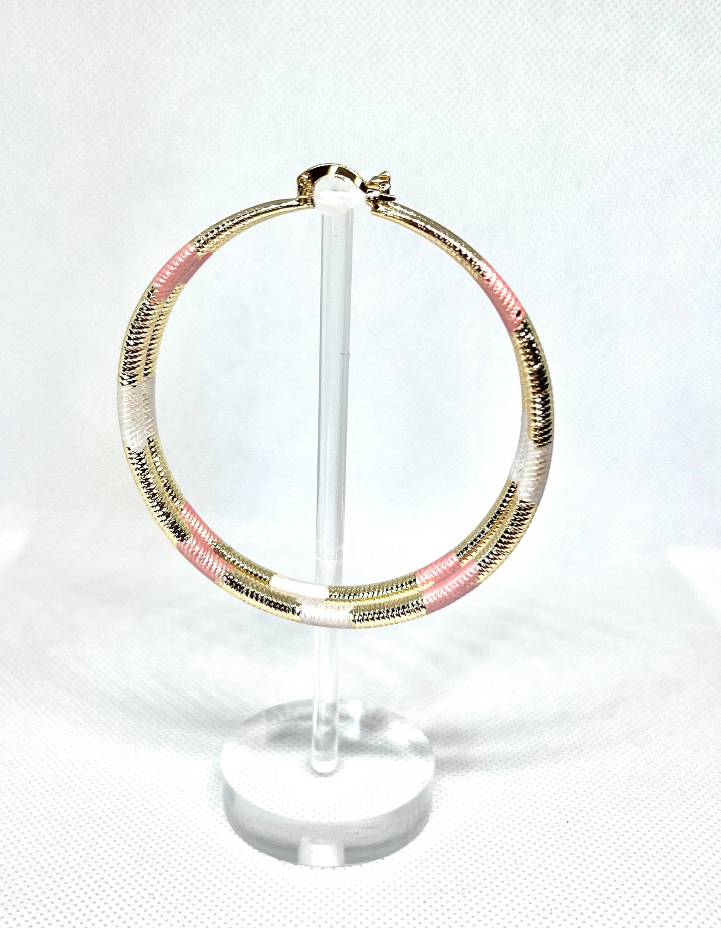 Gold Filled 70mm Extra Large Hoop Hollow Design Diamond Cutting Finish Tri Tone