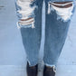 Distressed Straight Denim Jeans (Dark)