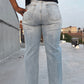 Distressed Straight Denim Jeans (Light)