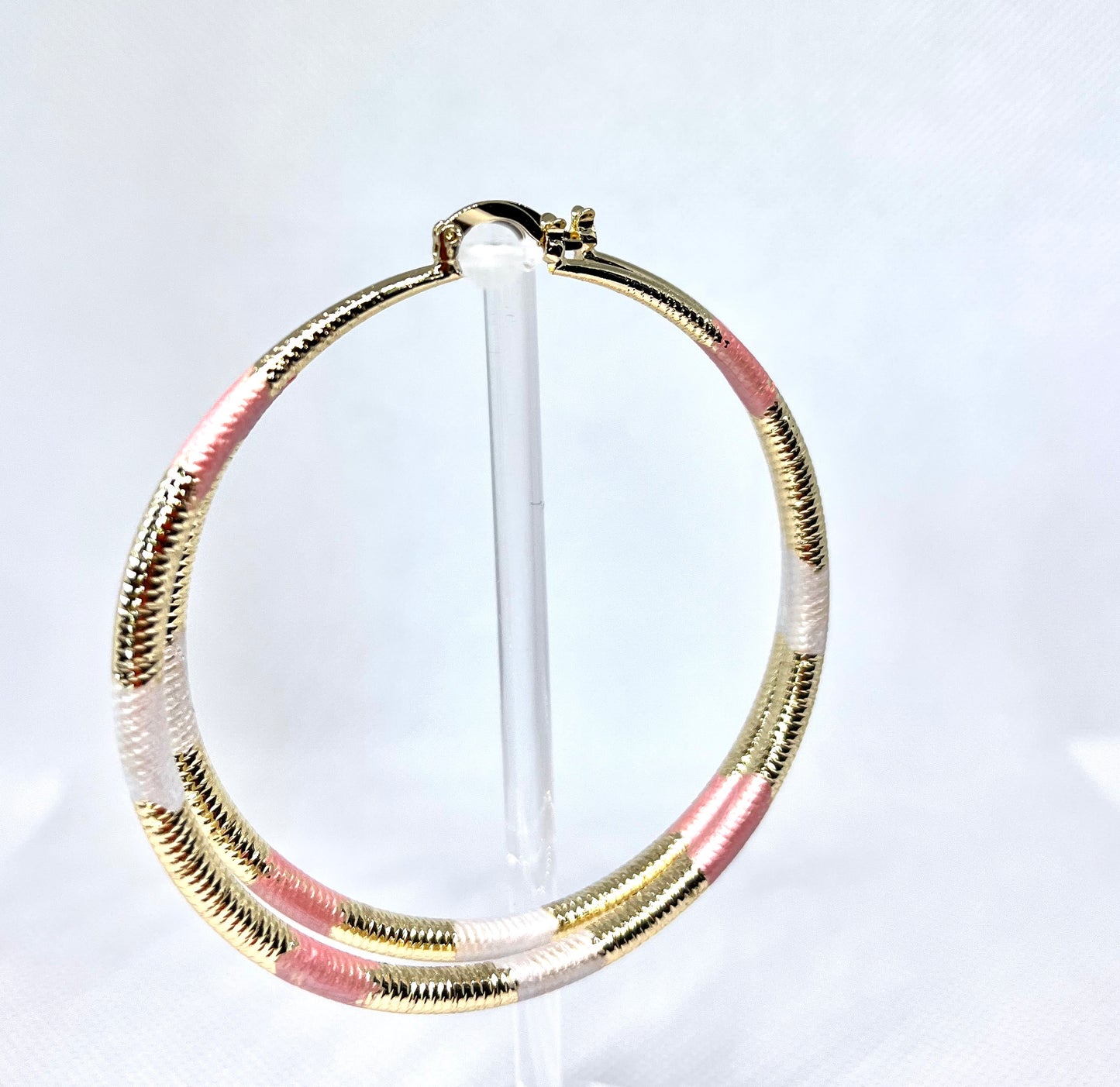 Gold Filled 70mm Extra Large Hoop Hollow Design Diamond Cutting Finish Tri Tone