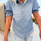 Puff Sleeve Denim Shirt