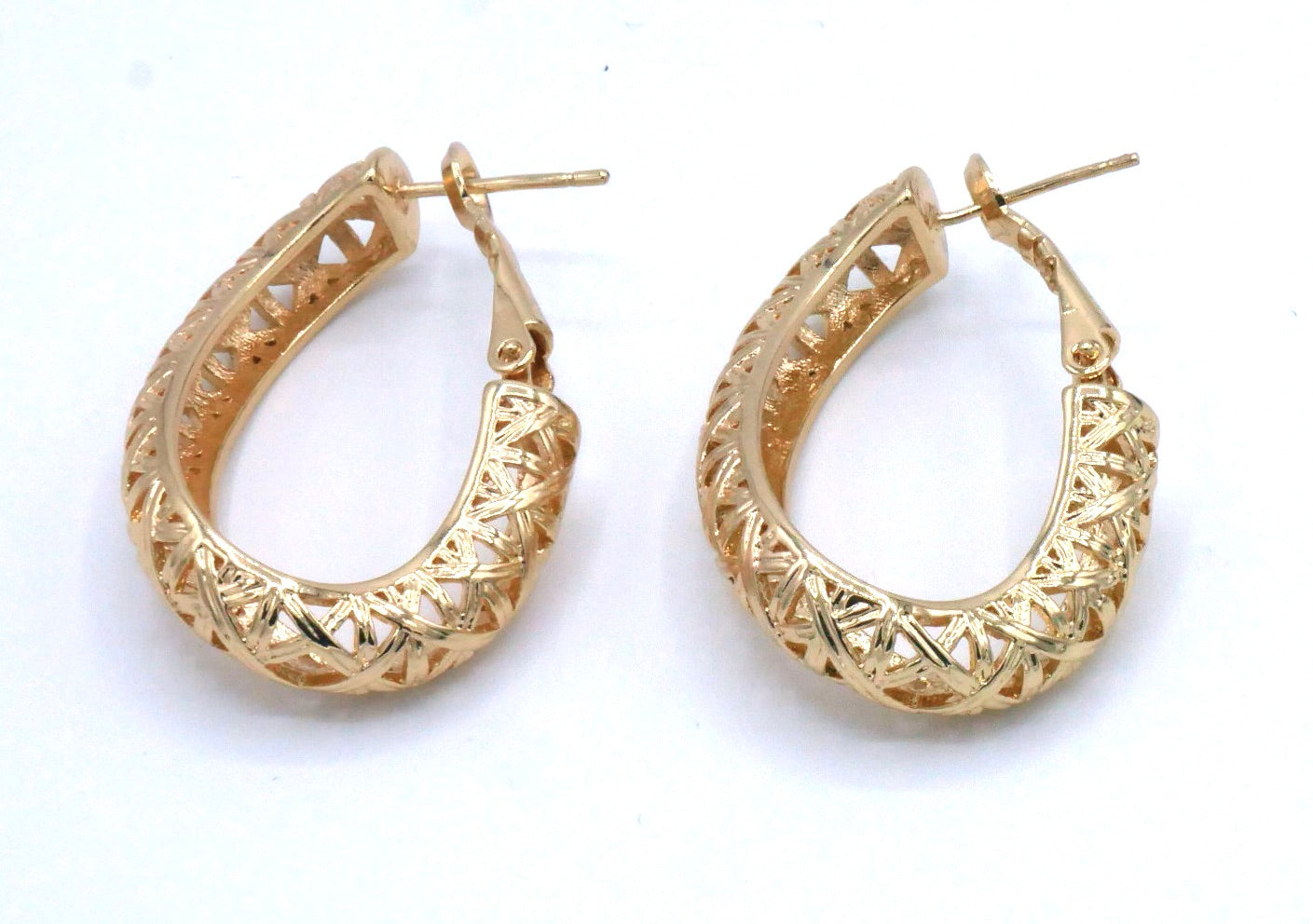 Gold Filled 35mm English Lock Earrings