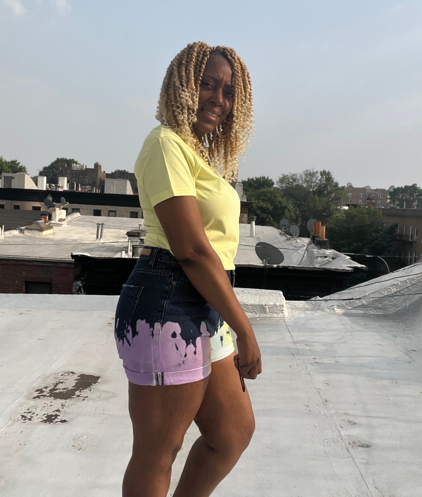 High Rise Paint Dipped Tie Dye Short