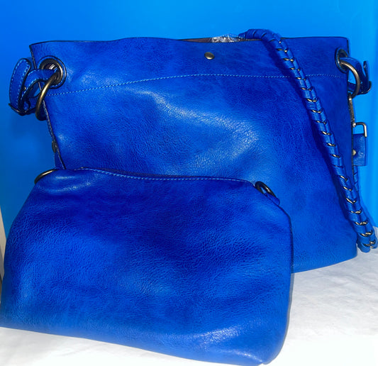 Royal Blue Shoulder Bag with extra Crossbody Bag