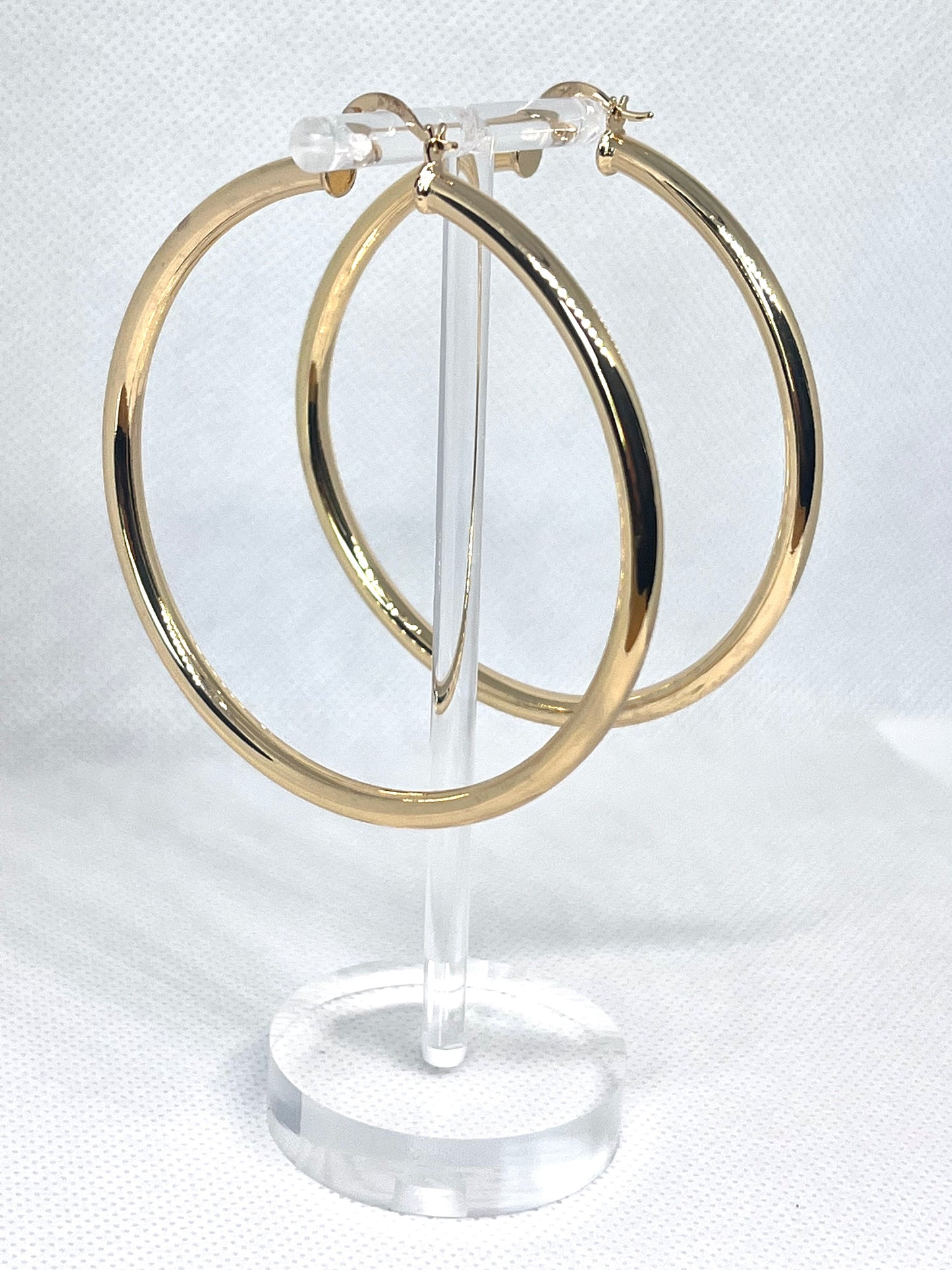 Gold Filled 70mm Extra Large Hoop Earrings Polished Finish Golden Tone