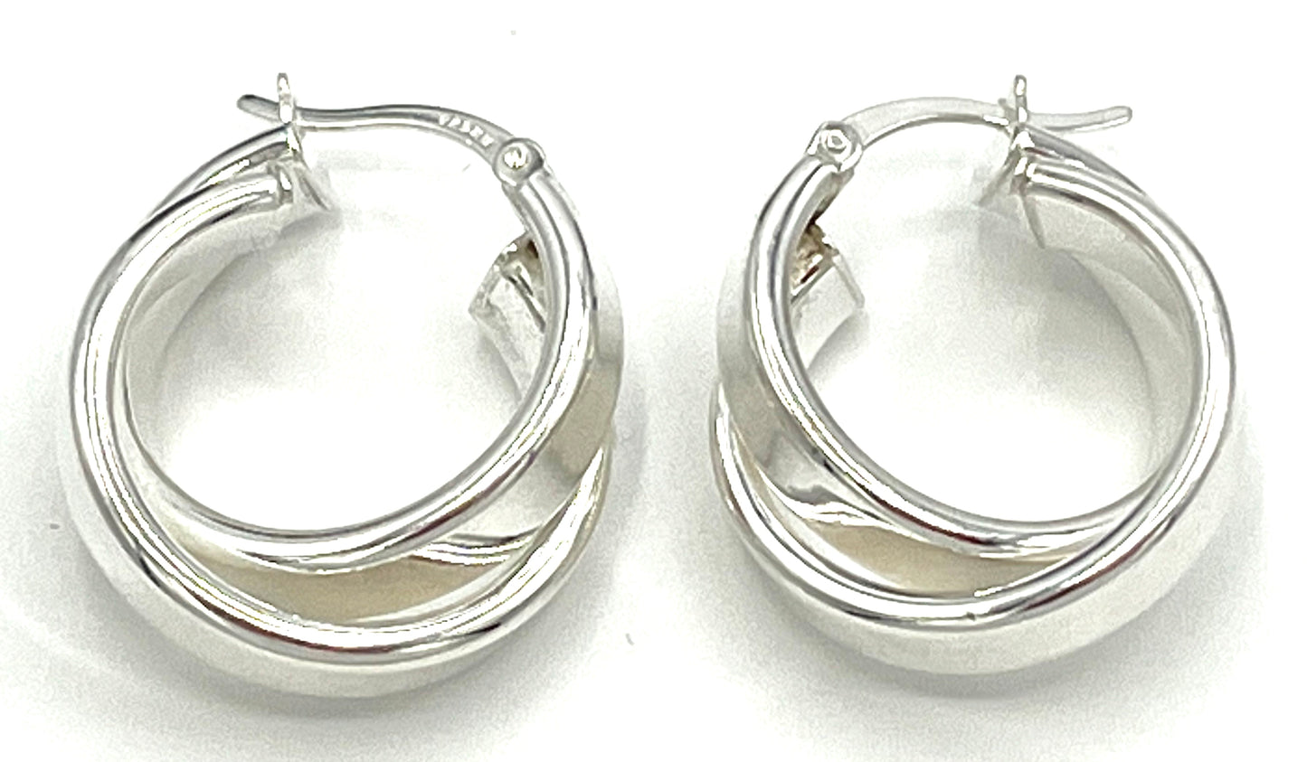 925 Sterling Silver Interwined Earrings - 25mm