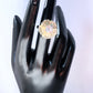 Gold Finish Multi Stone Ring Flower Design with White Cubic Zirconia Polished Golden Tone