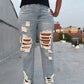 Distressed Straight Denim Jeans (Light)