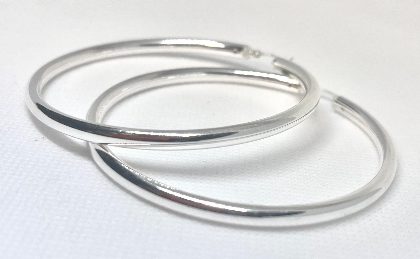 925 Sterling Silver Plain Hoop Earrings 70mm