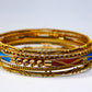 Gold & Teal Stackable Bangles 5 Pcs