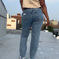 Distressed Straight Denim Jeans (Dark)