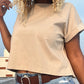 Round Neck Cuffed Sleeve Top