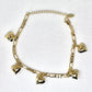 Gold Filled Charm Anklet Heart Design Polished Golden Tone
