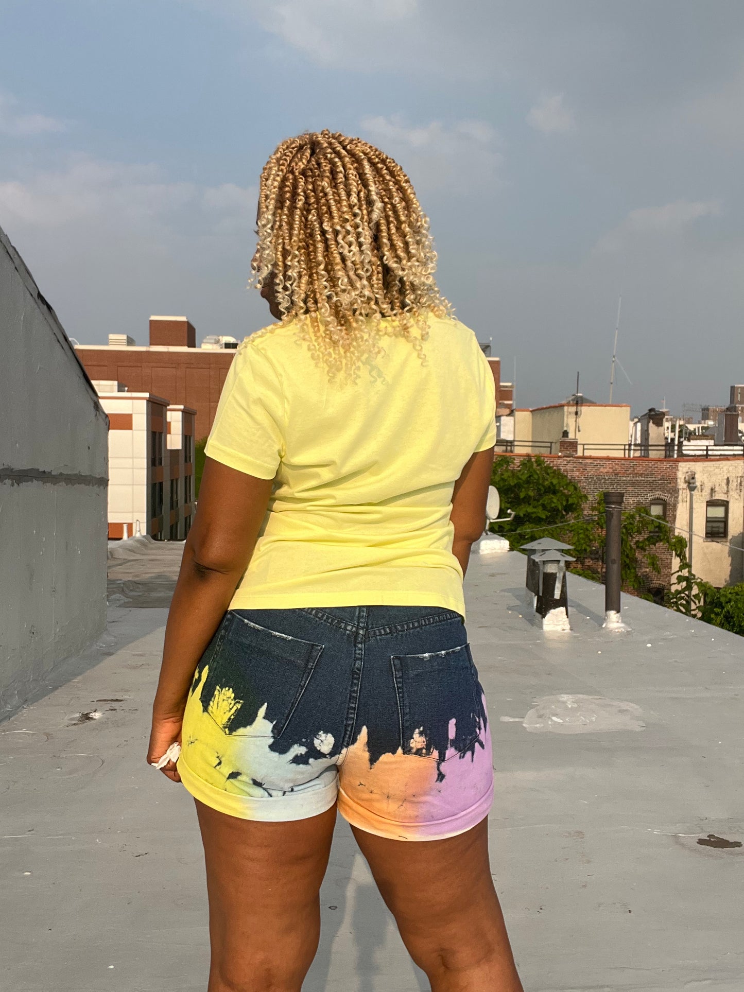 High Rise Paint Dipped Tie Dye Short